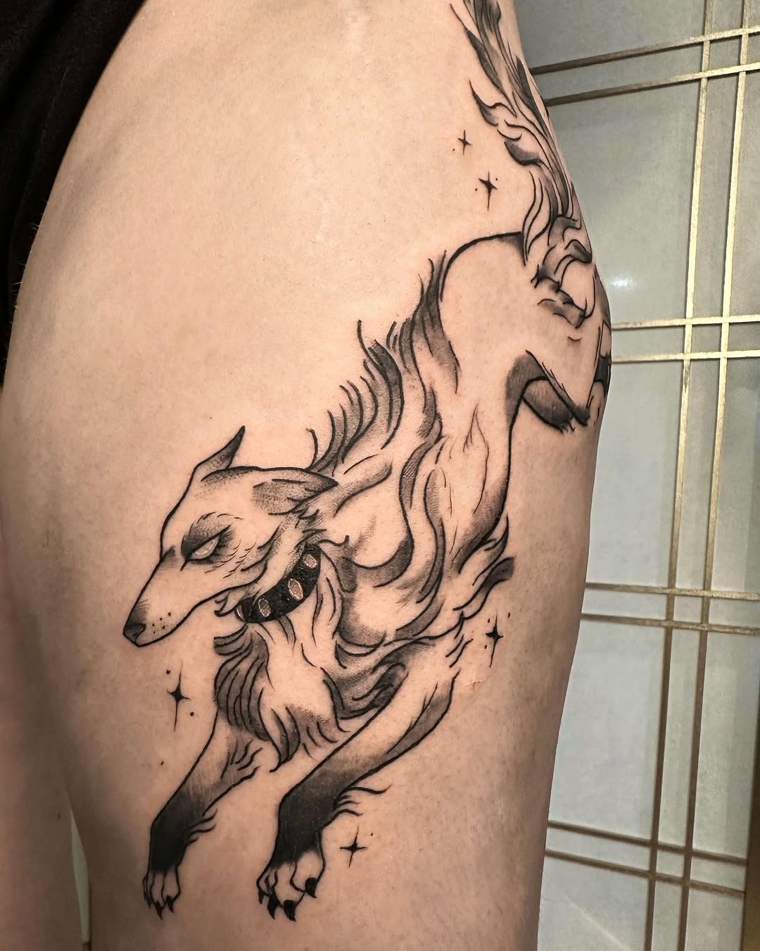 Tattoo by @bloodlust.blaire — black_and_grey, illustrative