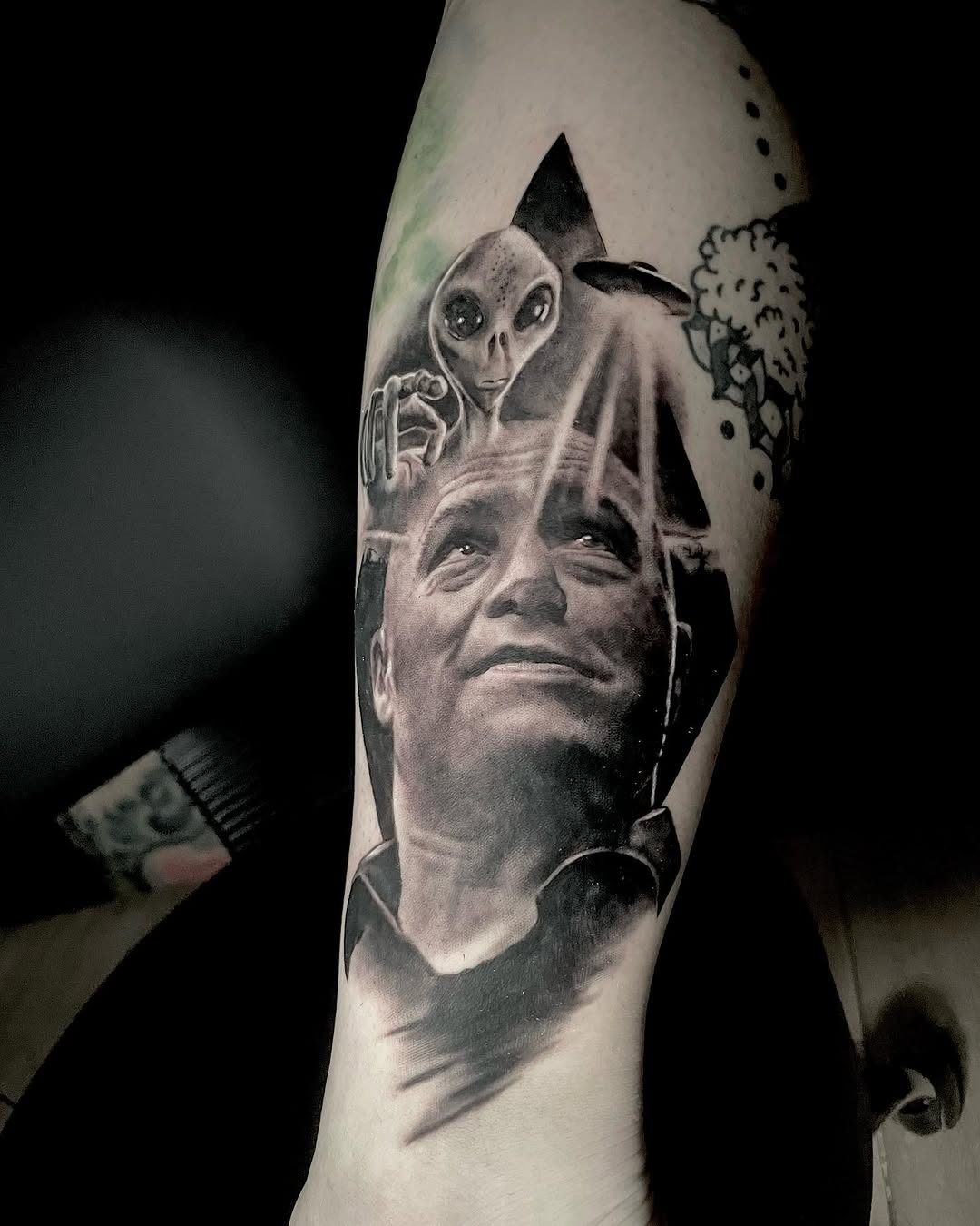 Tattoo by @kaostattooart — realism, black_and_grey