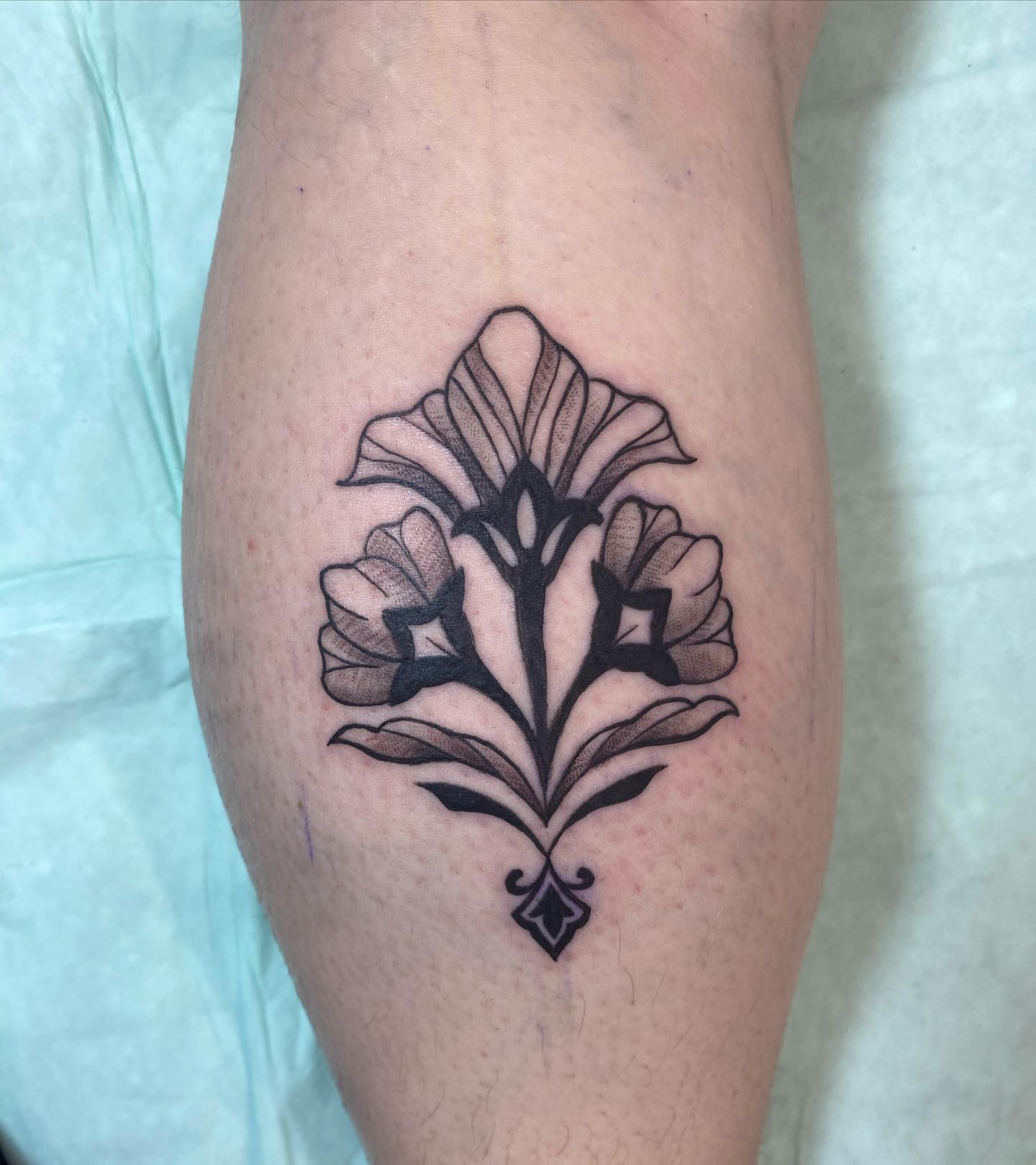 Tattoo by @sallydarlingtattoo — black_and_grey, ornamental