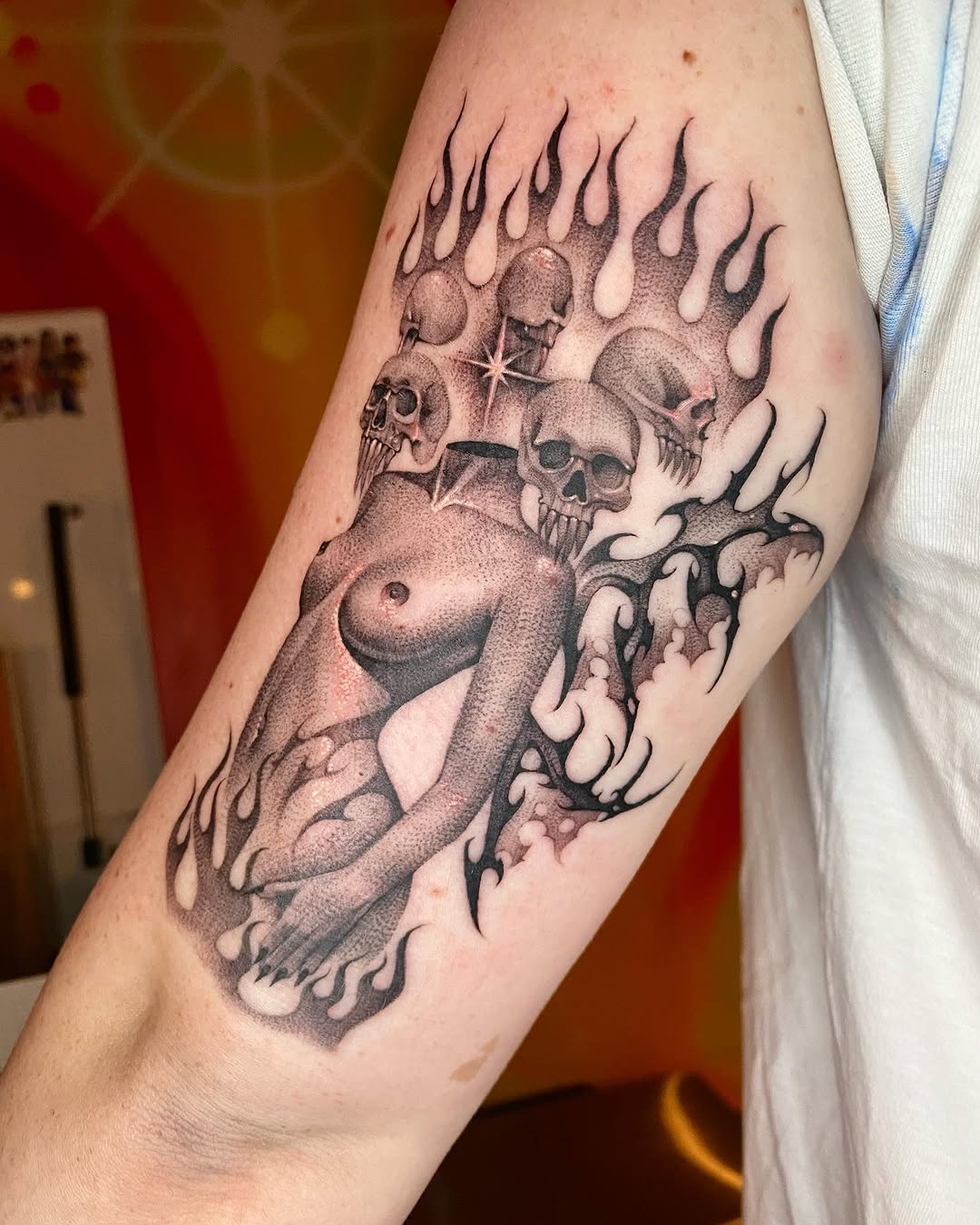 Tattoo by @cynnerrr — dark_realism, dotwork
