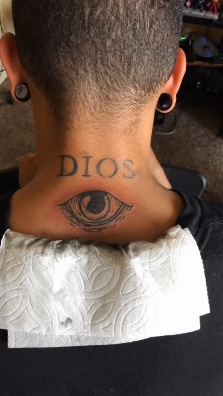 Tattoo by @oddn3n3 — black_and_grey, lettering_script