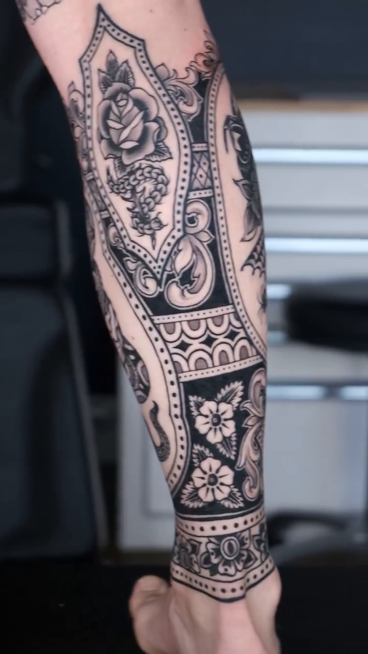 Tattoo by @davidbruehl — black_and_grey, ornamental