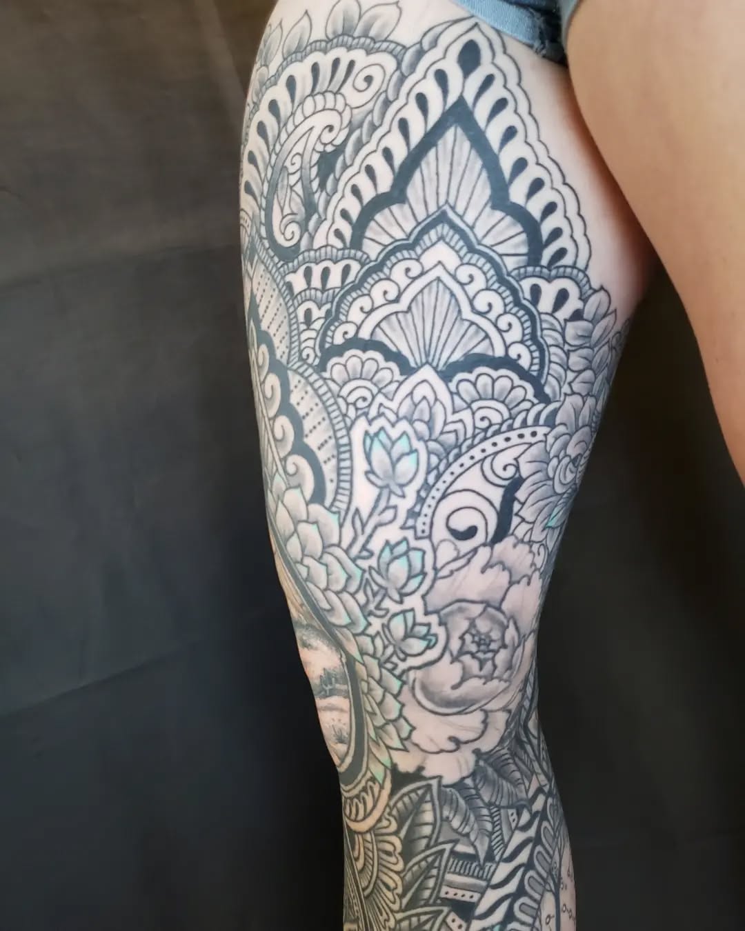 Tattoo by @dustintouchton — ornamental, black_and_grey