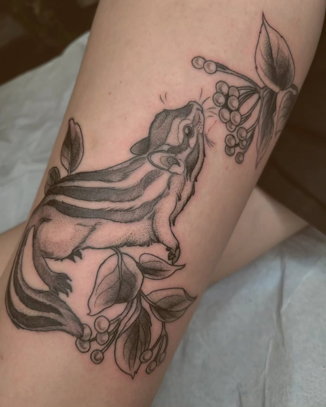 Tattoo by @melancholy.moth.tattoo — realism, dotwork