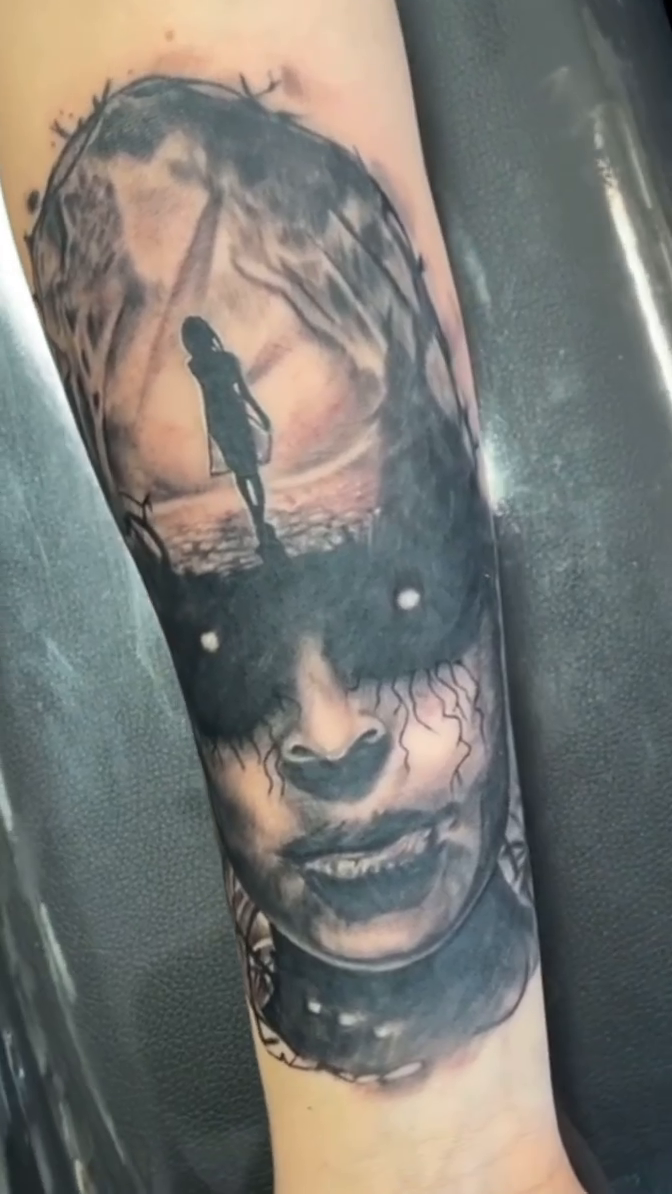 Tattoo by @lostshawntatz — dark_realism, black_and_grey