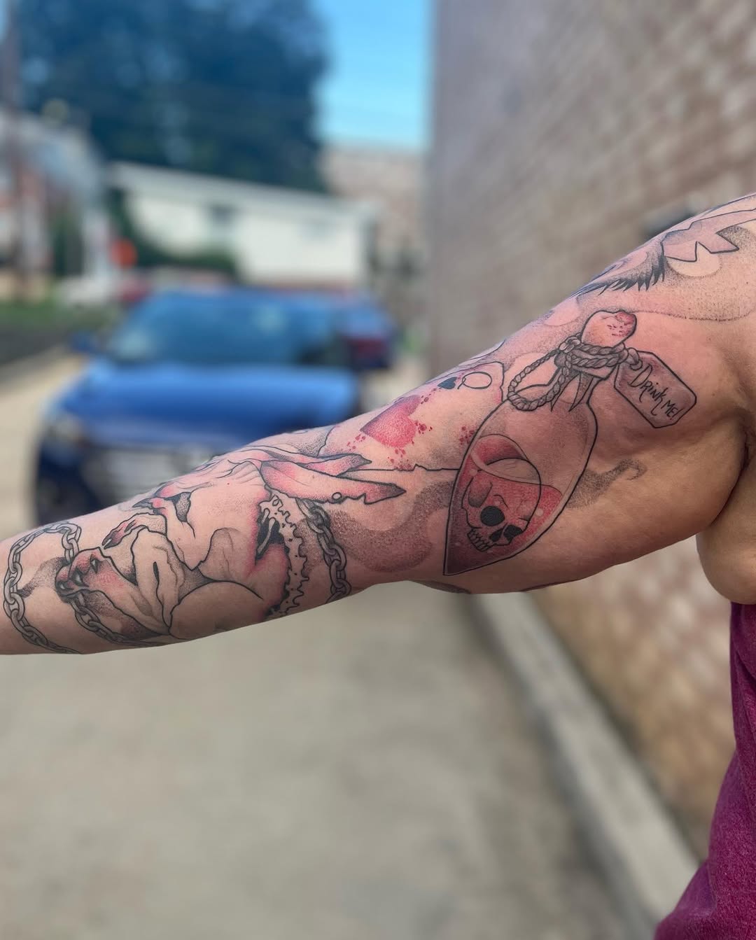 Tattoo by @moemoetattoos — trash_polka, black_and_grey