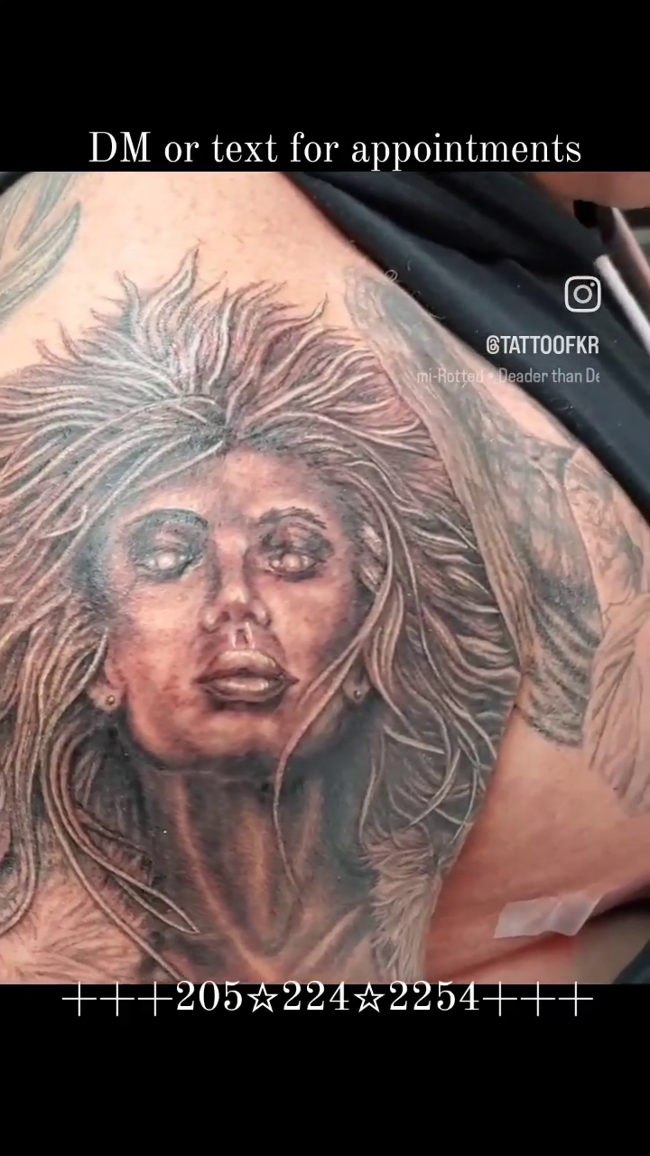 Tattoo by @tattoofkr — black_and_grey, realism