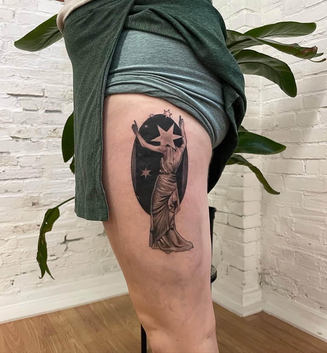 Tattoo by @sweetboytattoo — black_and_grey, illustrative