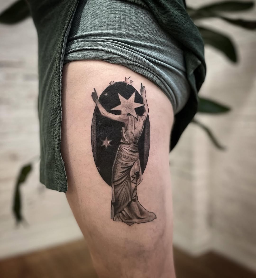 Tattoo by @sweetboytattoo — black_and_grey, illustrative