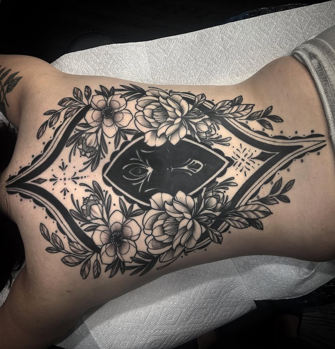 Tattoo by @finelinesbylena — black_and_grey, ornamental