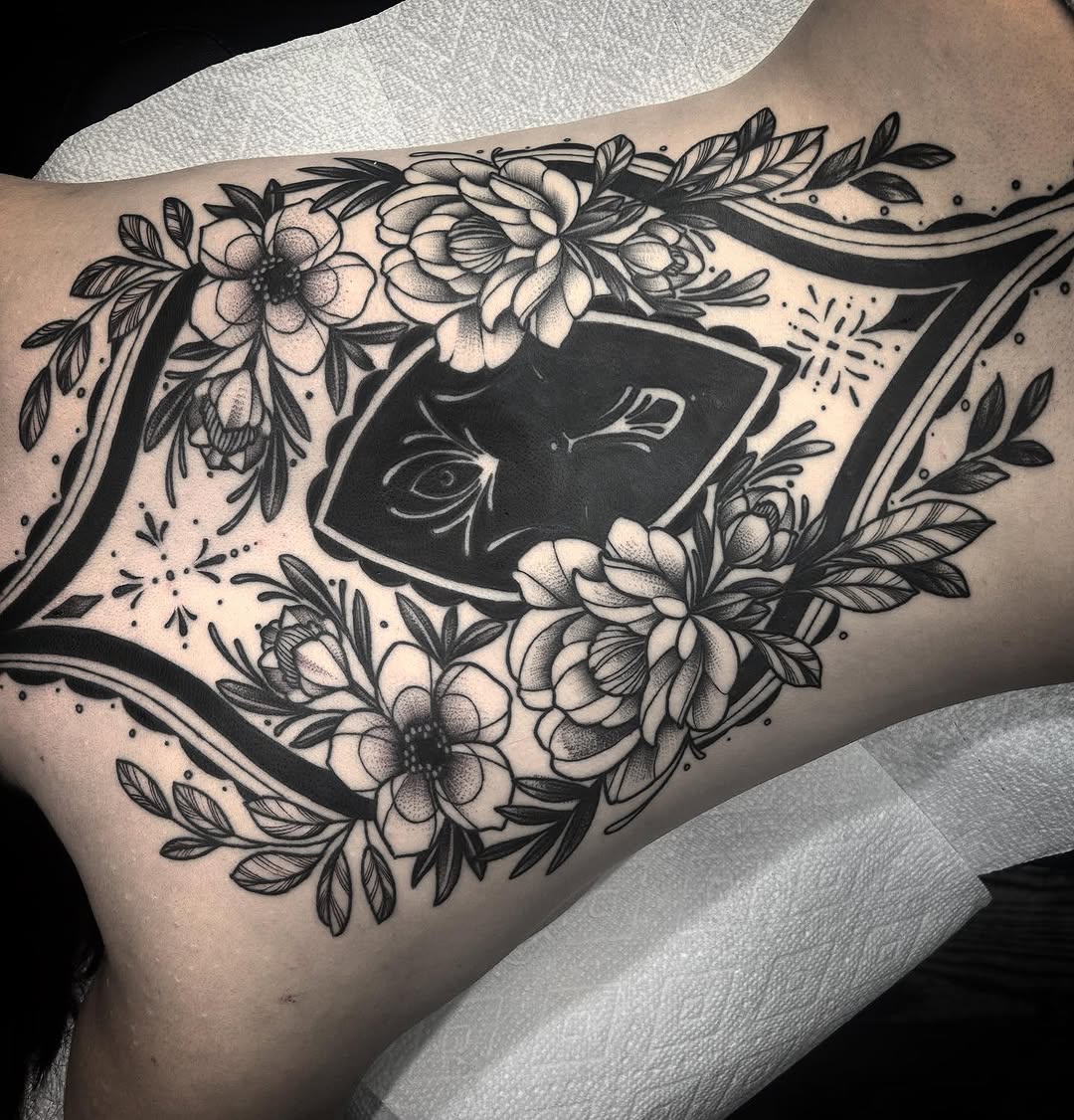 Tattoo by @finelinesbylena — black_and_grey, ornamental