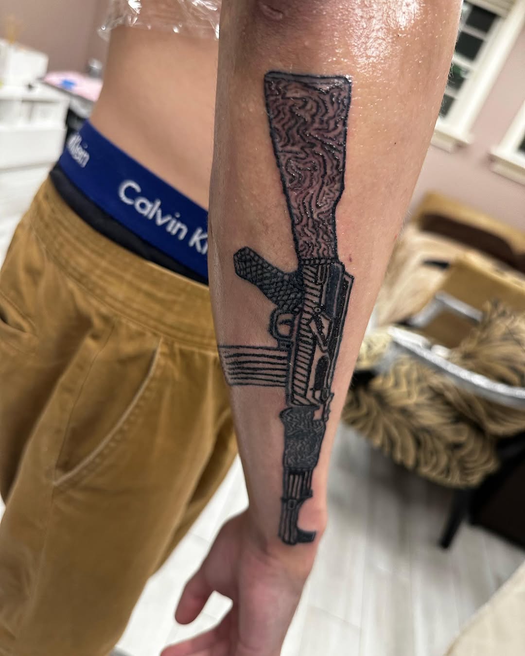 Tattoo by @silkyinks — illustrative, blackwork