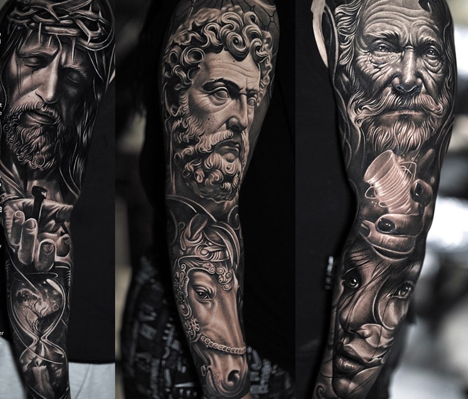 Tattoo by @4evertattoo_ink β realism, black_and_grey