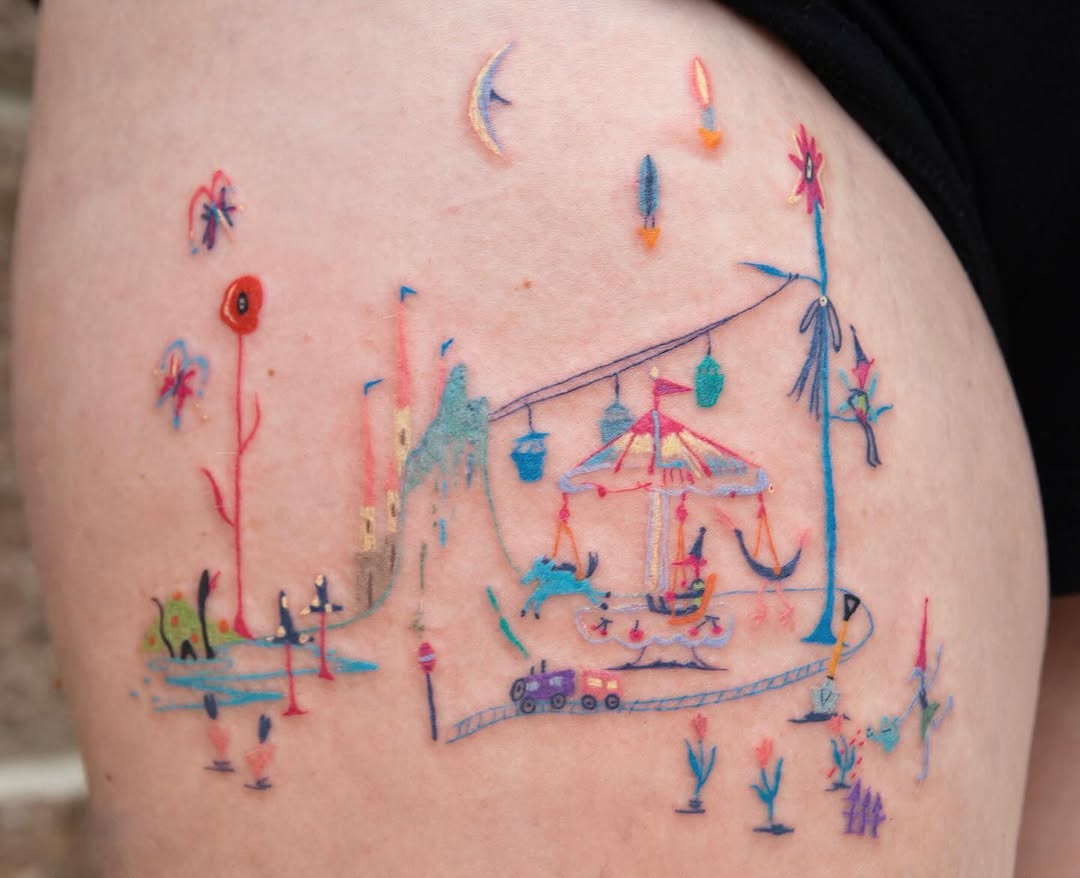 Tattoo by @mopxistudio — illustrative, watercolor
