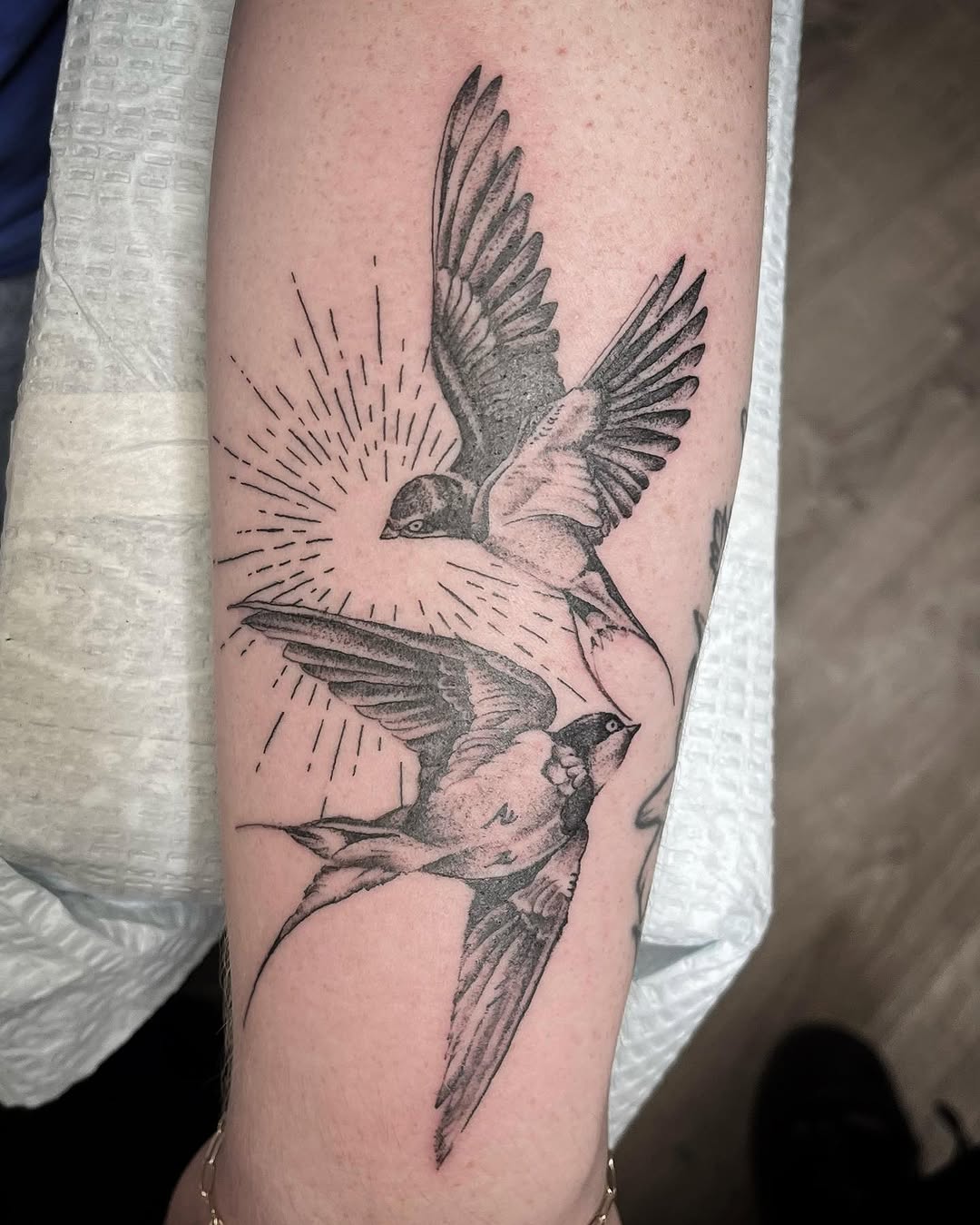 Tattoo by @amberntattoos — black_and_grey, fine_line