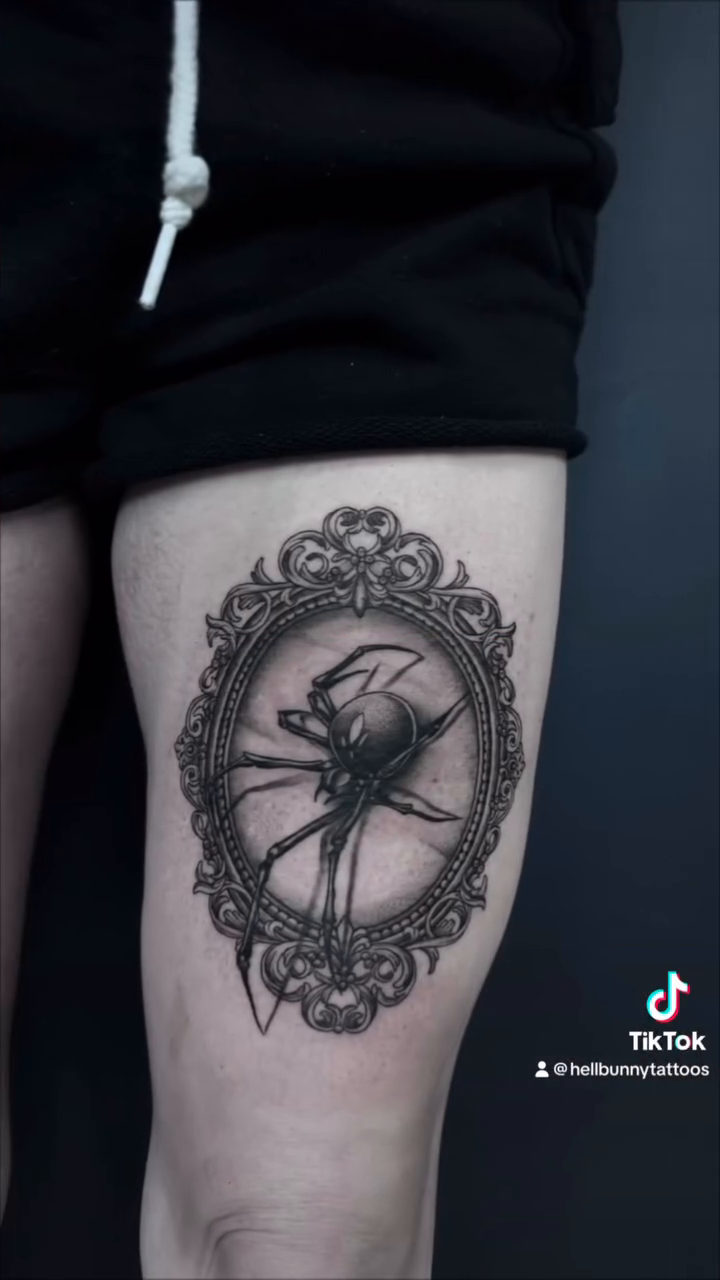 Tattoo by @hellbunnytattoos — black_and_grey, dark_realism