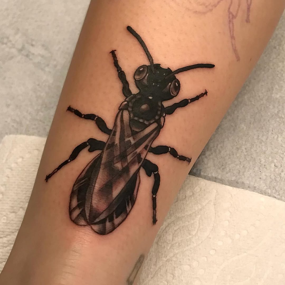 Tattoo by @velvet.snails — realism, black_and_grey