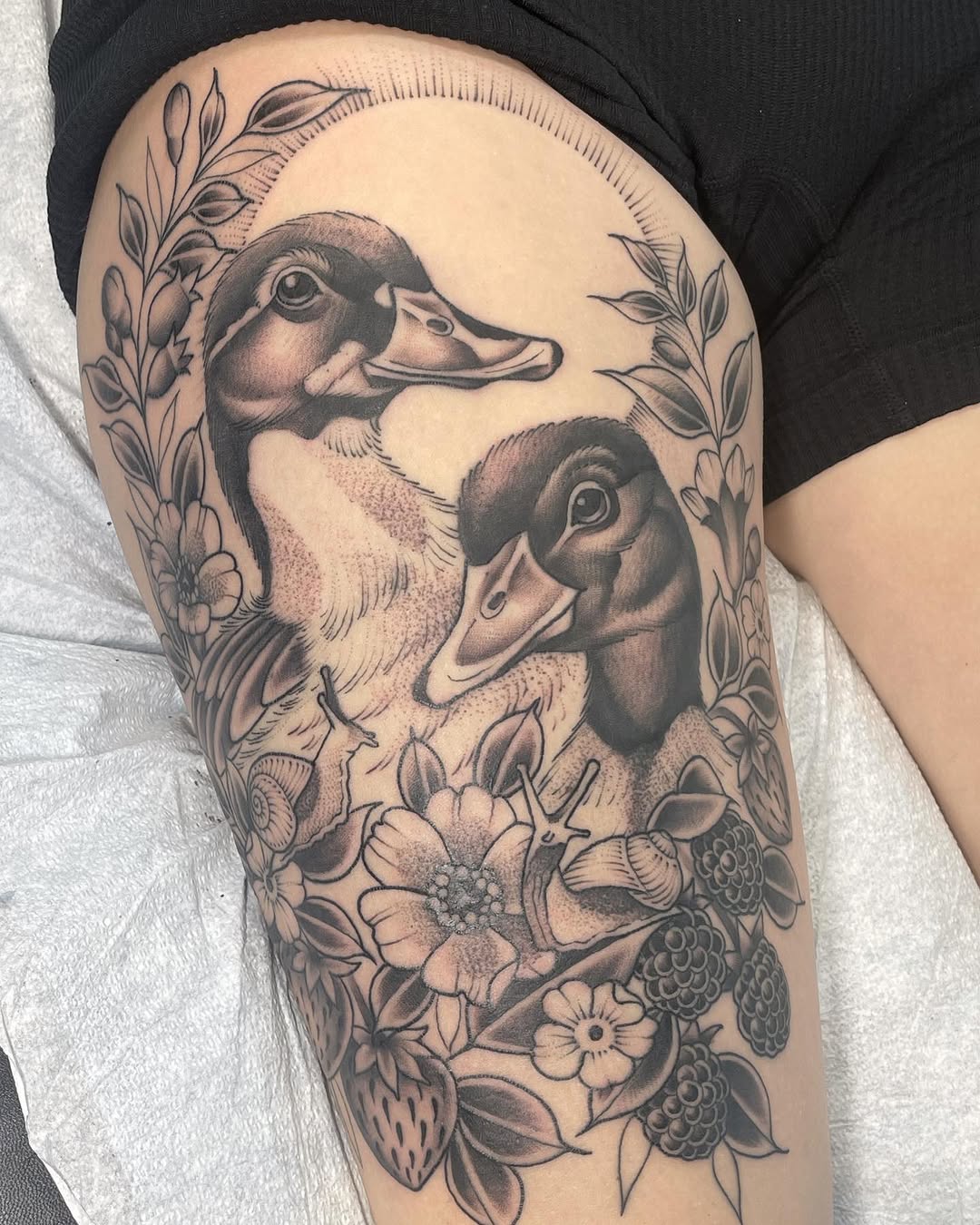Tattoo by @amandamarietattoo — realism, black_and_grey