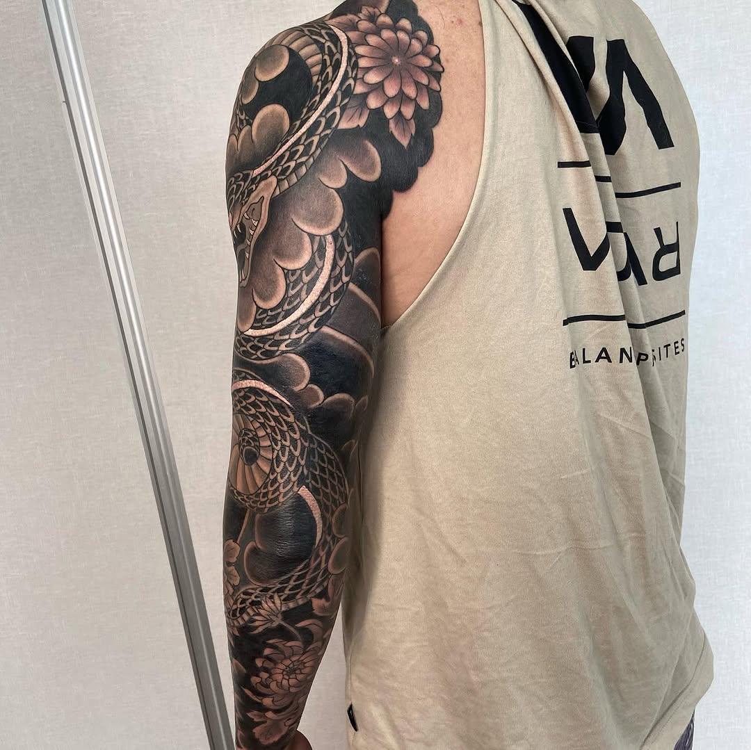 Tattoo by @naganumatattoo — japanese_irezumi, black_and_grey