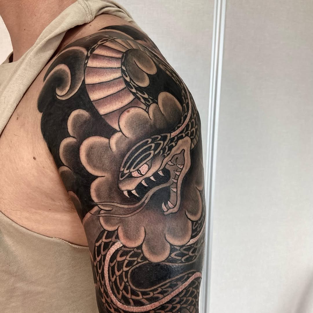 Tattoo by @naganumatattoo — japanese_irezumi, black_and_grey