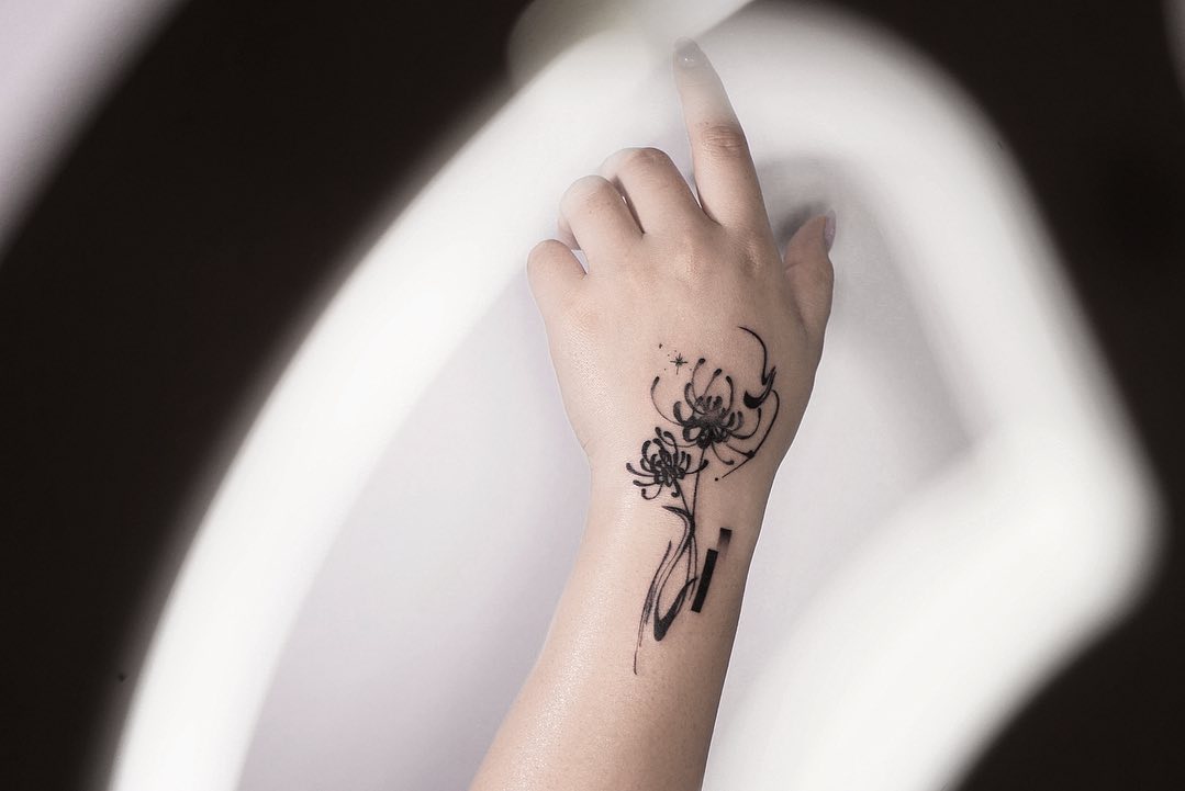 Tattoo by @gaoq.tattoo — fine_line, black_and_grey