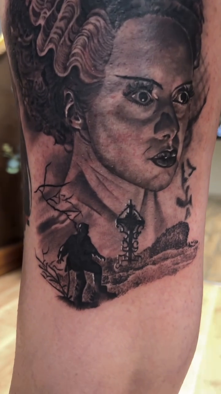 Tattoo by @coreyclarktattoos — dark_realism, black_and_grey