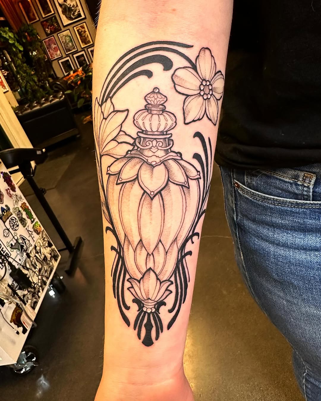 Tattoo by @rachelfostertattoos — illustrative, black_and_grey