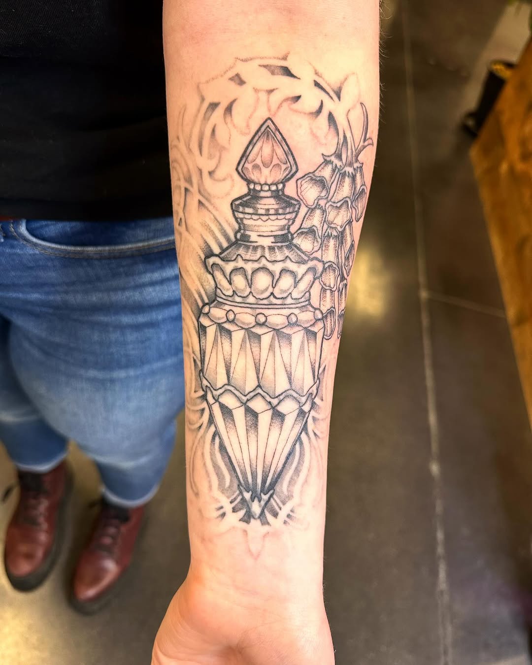 Tattoo by @rachelfostertattoos — illustrative, black_and_grey
