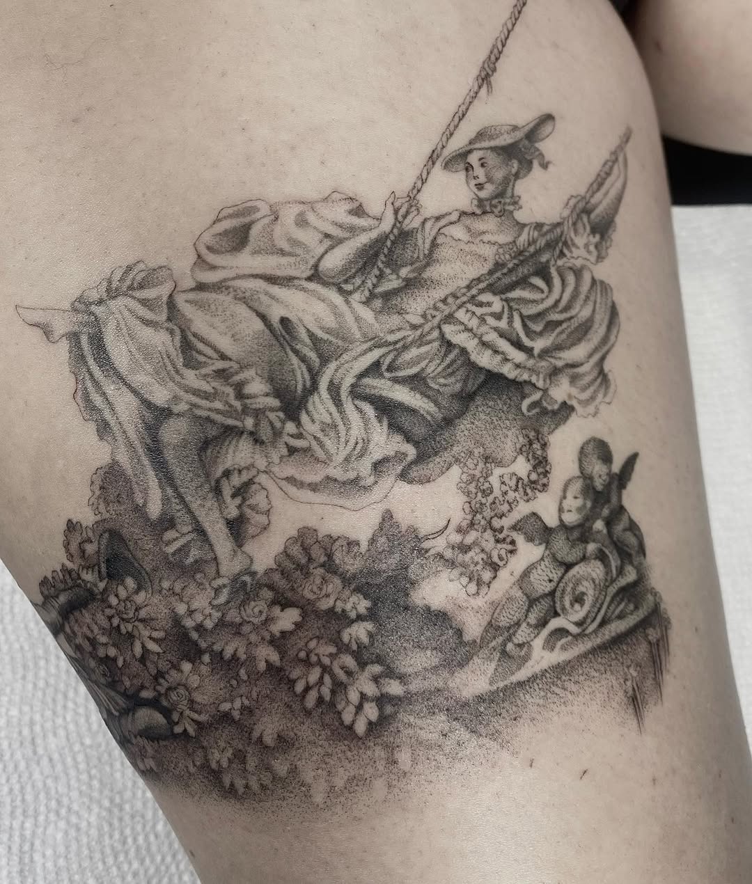 Tattoo by @oliviafoxtattoo — dotwork, illustrative
