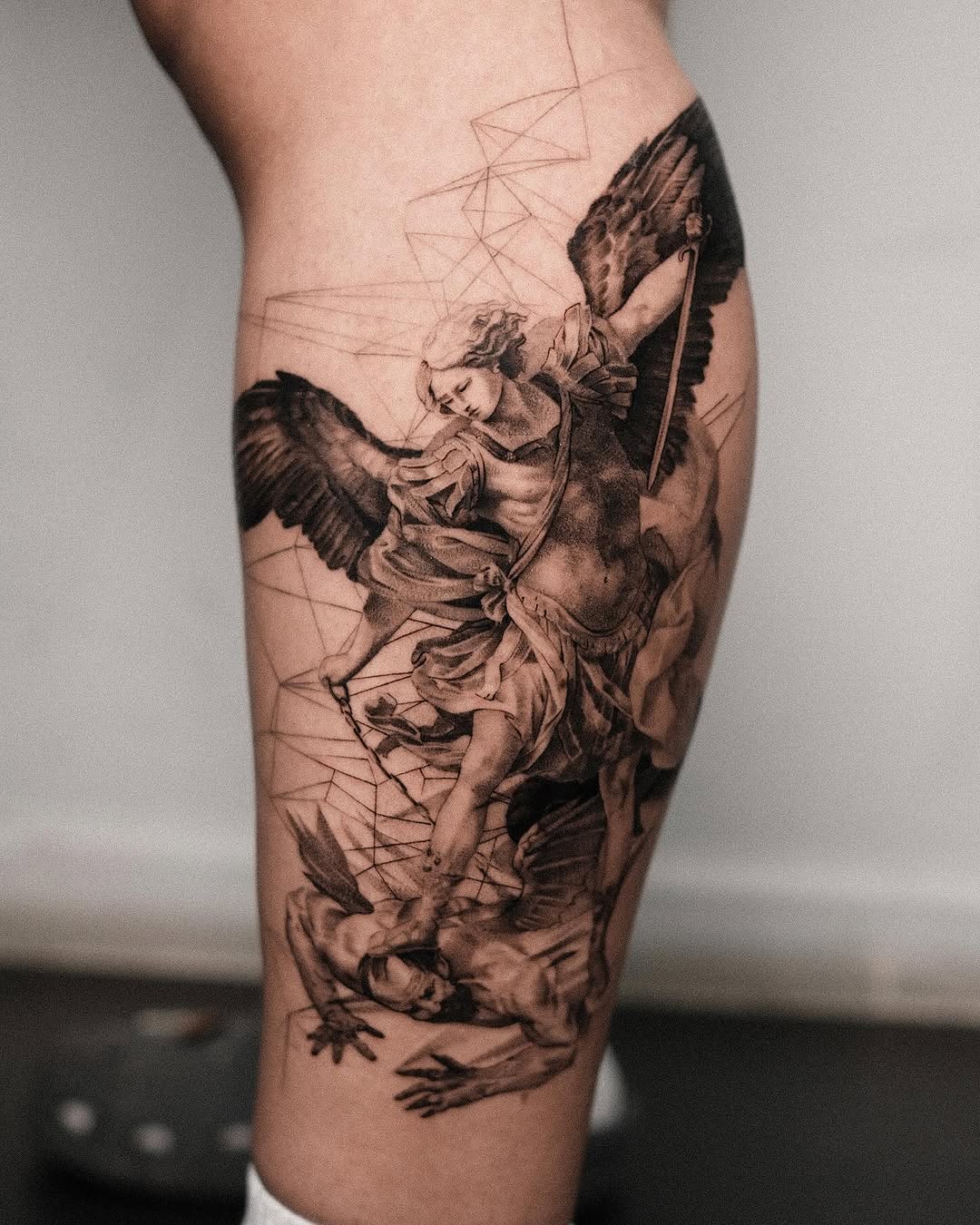 Tattoo by @blackbird_tattooer — realism, geometric