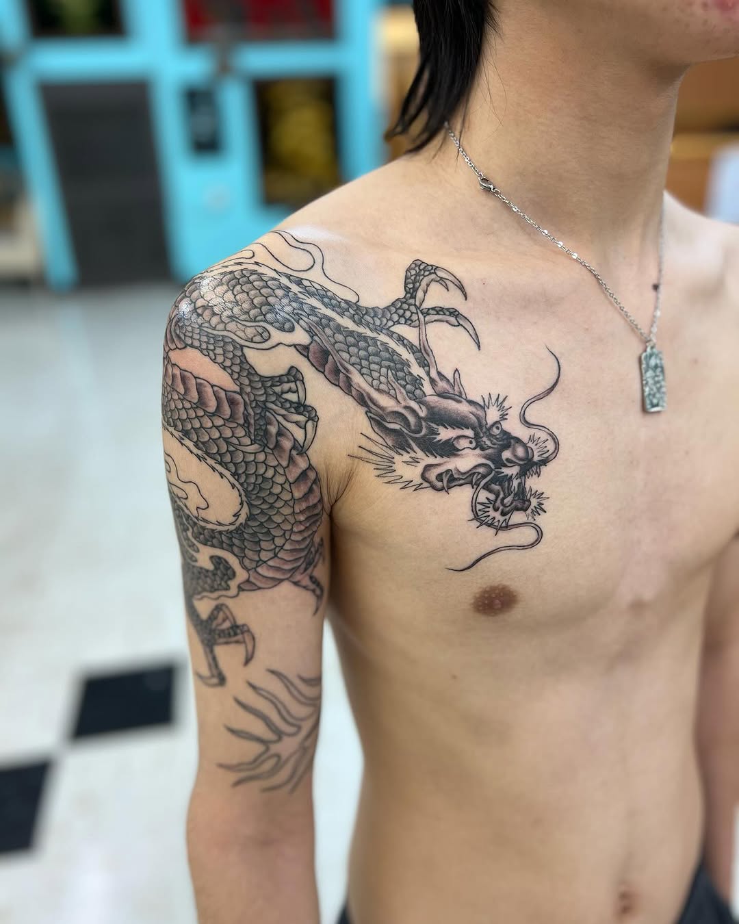 Tattoo by @levisawdontattoo — japanese_irezumi, black_and_grey