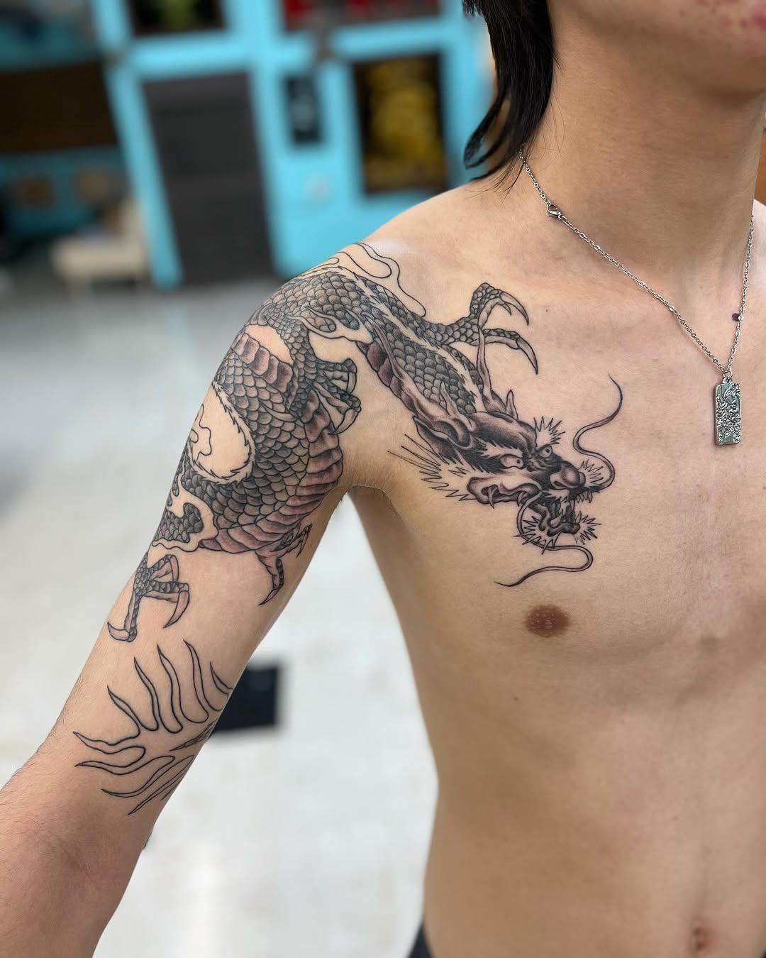 Tattoo by @levisawdontattoo — japanese_irezumi, black_and_grey