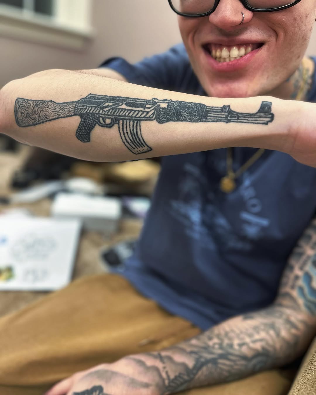 Tattoo by @silkyinks — illustrative, blackwork