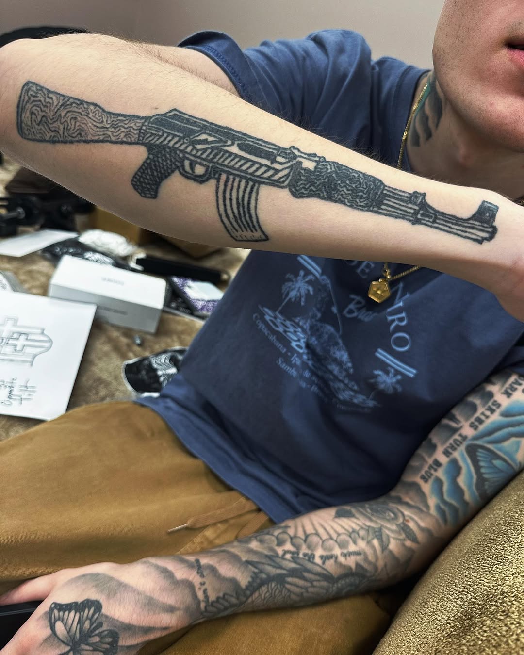 Tattoo by @silkyinks — illustrative, blackwork