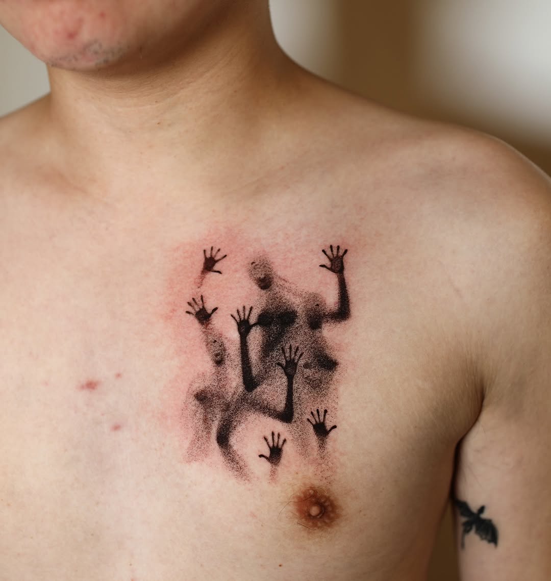 Tattoo by @strokin_dark — black_and_grey, dotwork