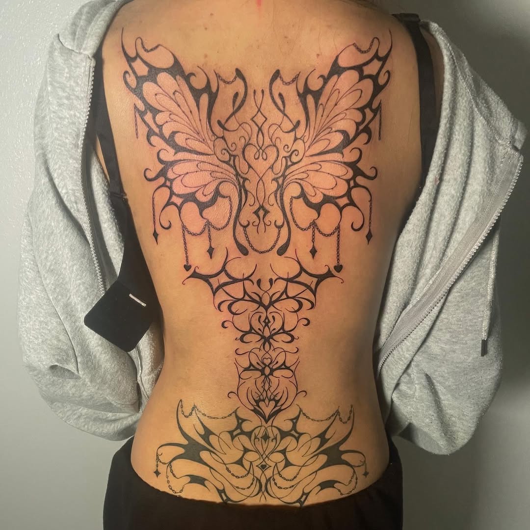 Tattoo by @kittystitches.ink — ornamental, blackwork