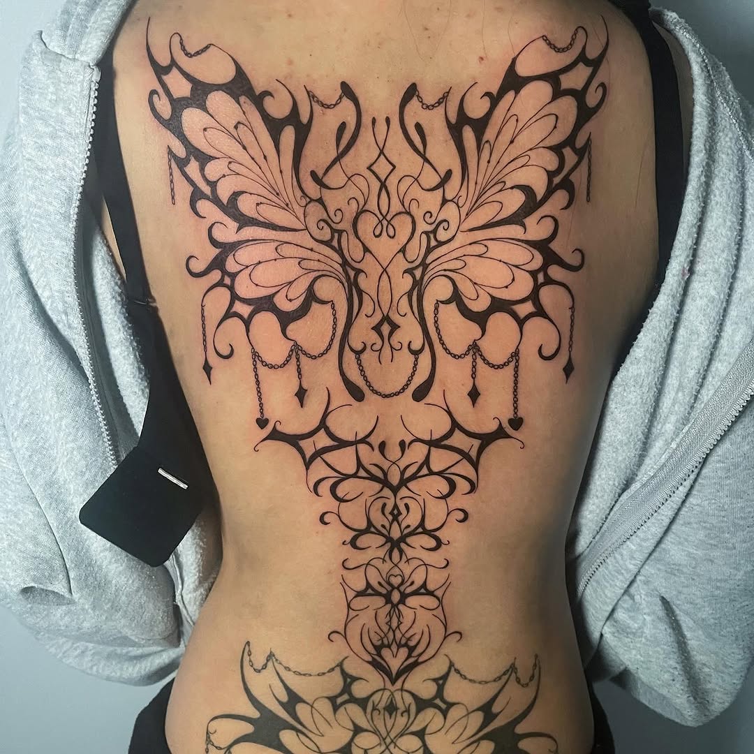 Tattoo by @kittystitches.ink — ornamental, blackwork