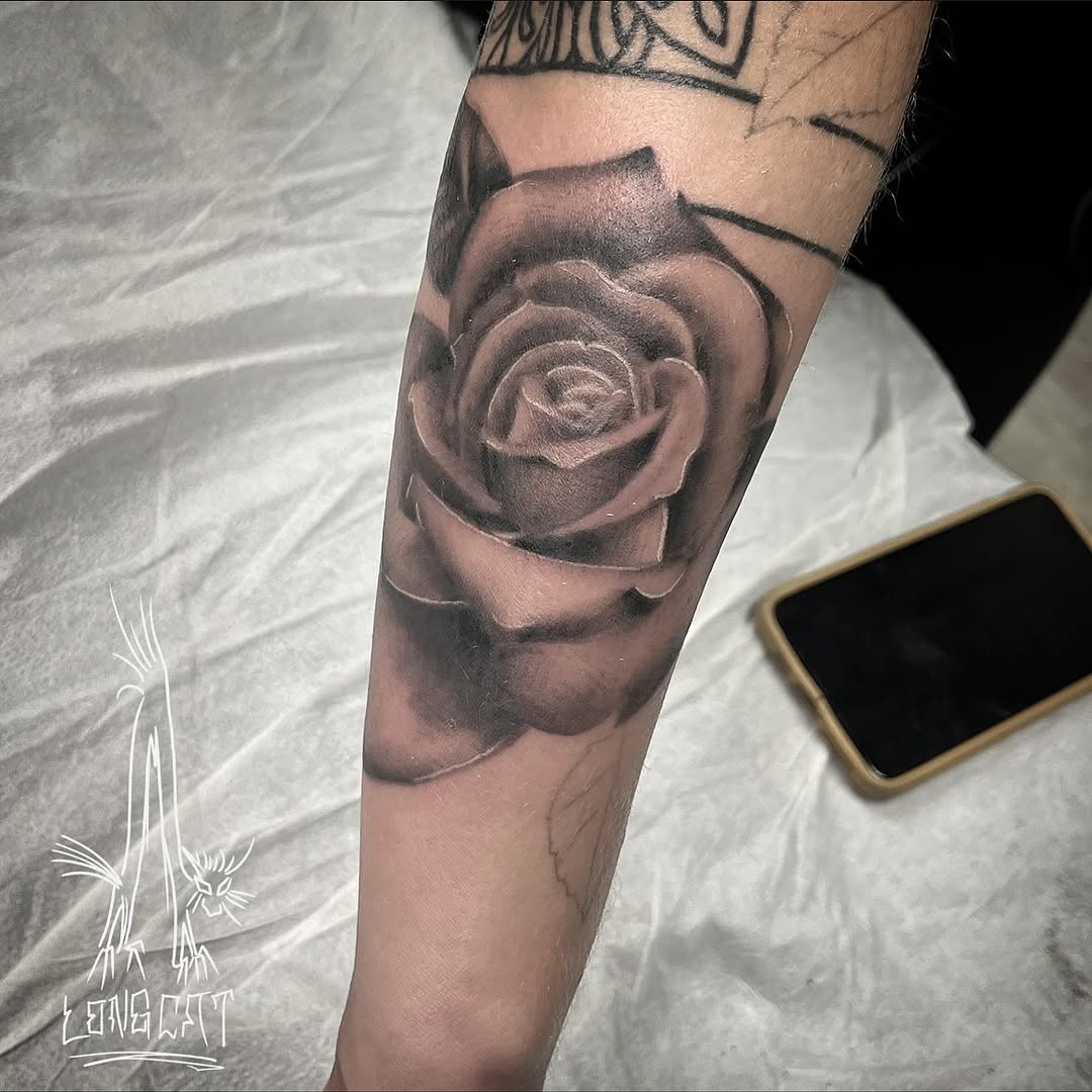 Tattoo by @longcatmatt — realism, black_and_grey