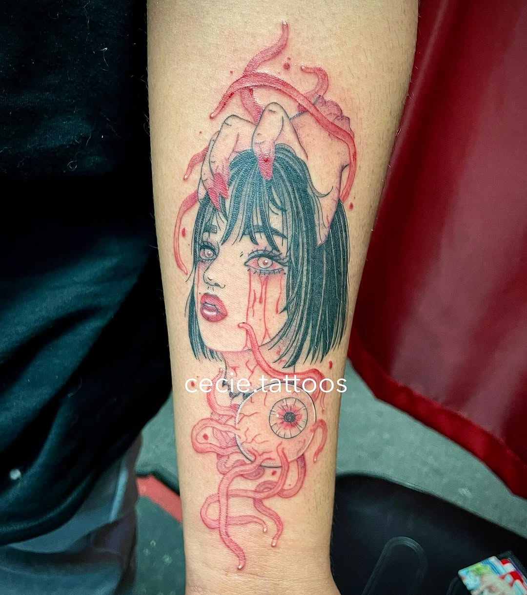 Tattoo by @cecie.tattoos — dark_realism, illustrative