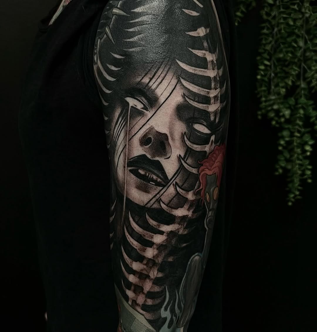 Tattoo by @briwalkertattoos — blackwork, realism