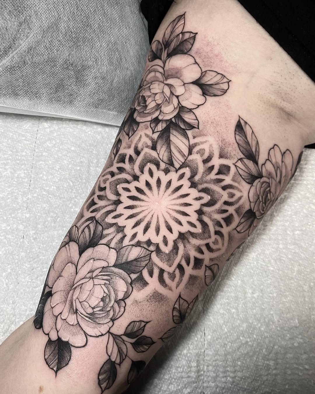 Tattoo by @tatsbyerin — black_and_grey, ornamental
