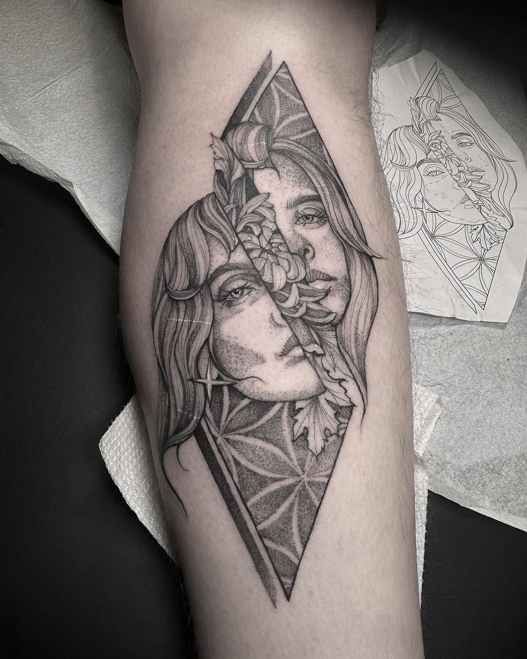 Tattoo by @brittany.beware — realism, dotwork