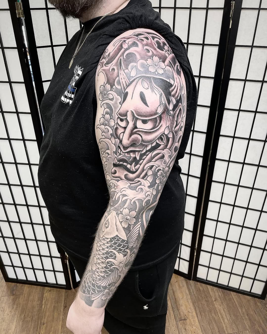 Tattoo by @mikedicheeko — japanese_irezumi, black_and_grey