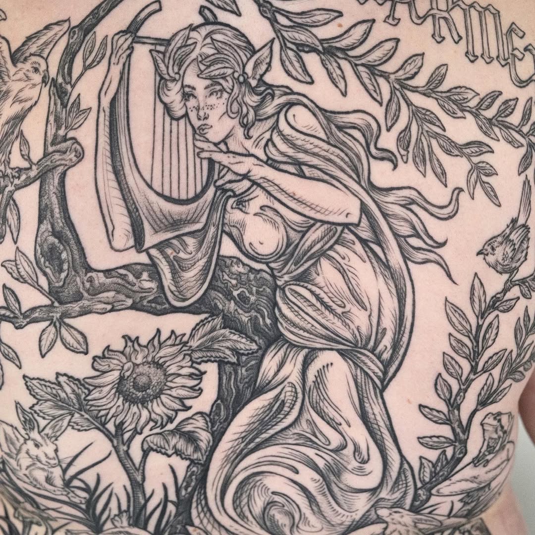 Tattoo by @hollyhawk.ink โ illustrative, black_and_grey