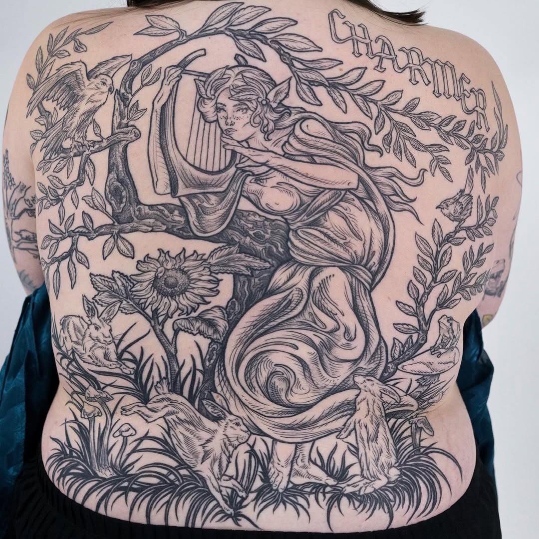 Tattoo by @hollyhawk.ink โ illustrative, black_and_grey