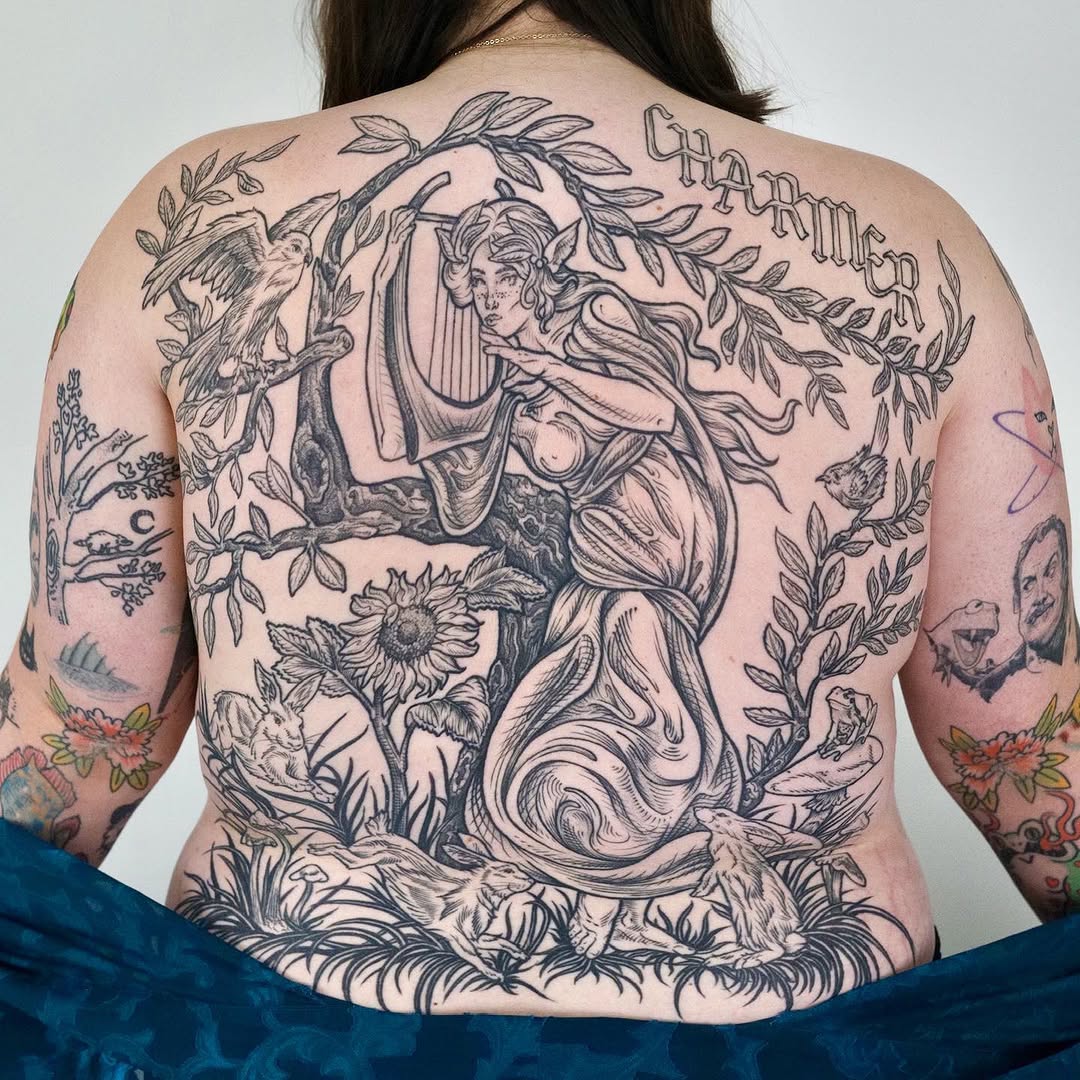 Tattoo by @hollyhawk.ink โ illustrative, black_and_grey