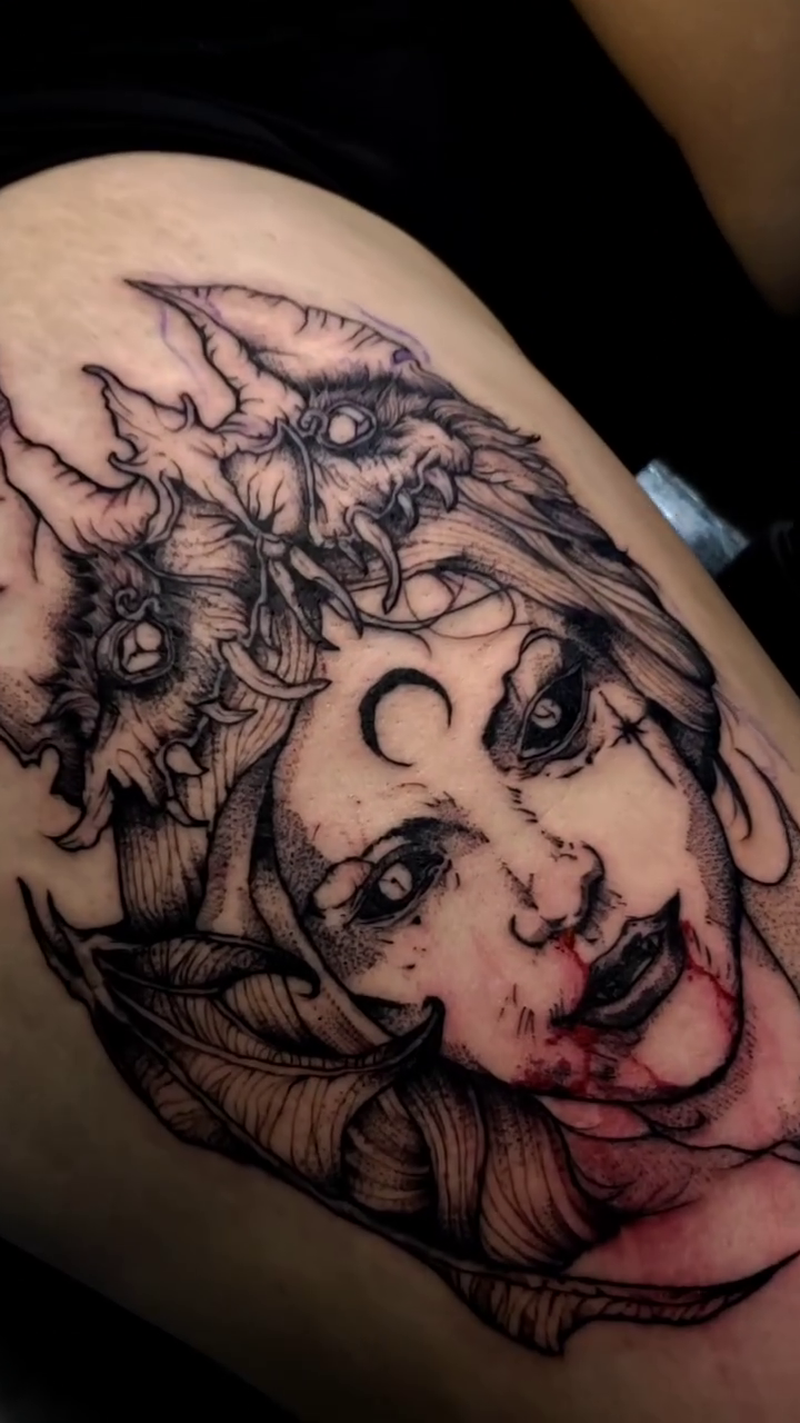 Tattoo by @barragantattoos — dark_realism, black_and_grey