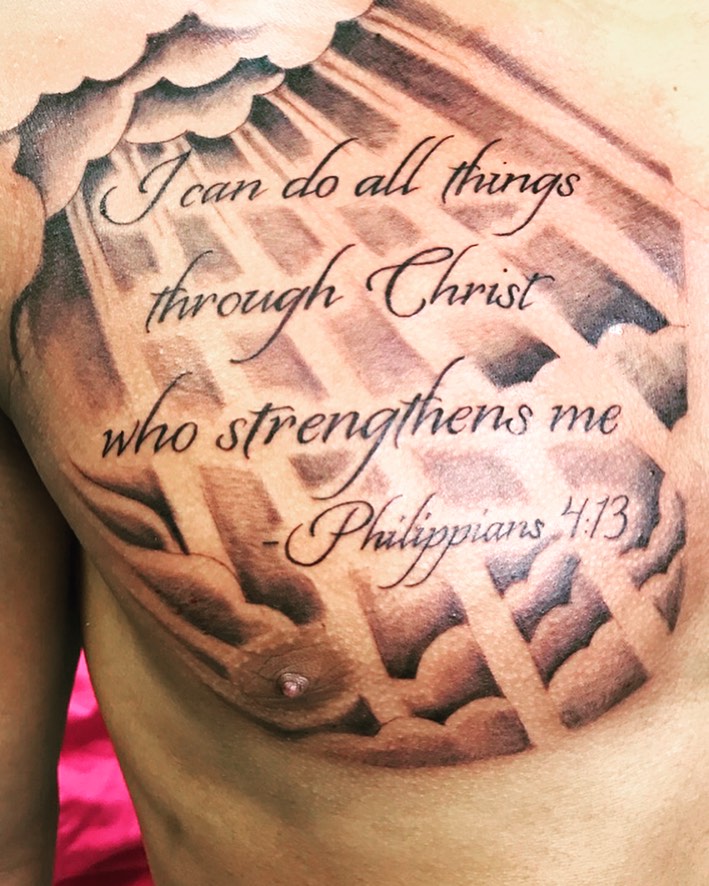 Tattoo by @dba_tattoos — lettering_script, black_and_grey