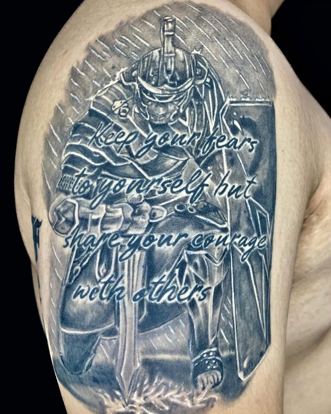 Tattoo by @alextattoos — black_and_grey, lettering_script
