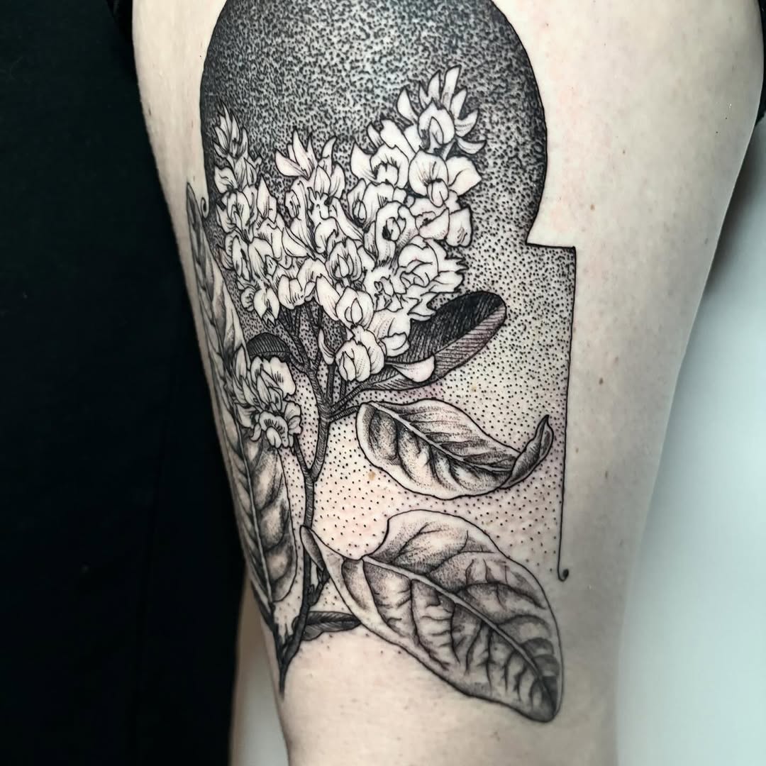 Tattoo by @eujeanmean — dotwork, black_and_grey
